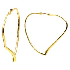 Antique 100% Authentic Tiffany & Co. Solid 18 Karat Gold Elsa Peretti Open Heart Hoops