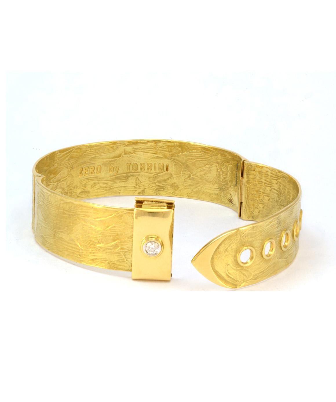 Women's or Men's 100% Authentic Zero by Torrini Solid 18 Karat Yellow Gold and Diamond Bracelet