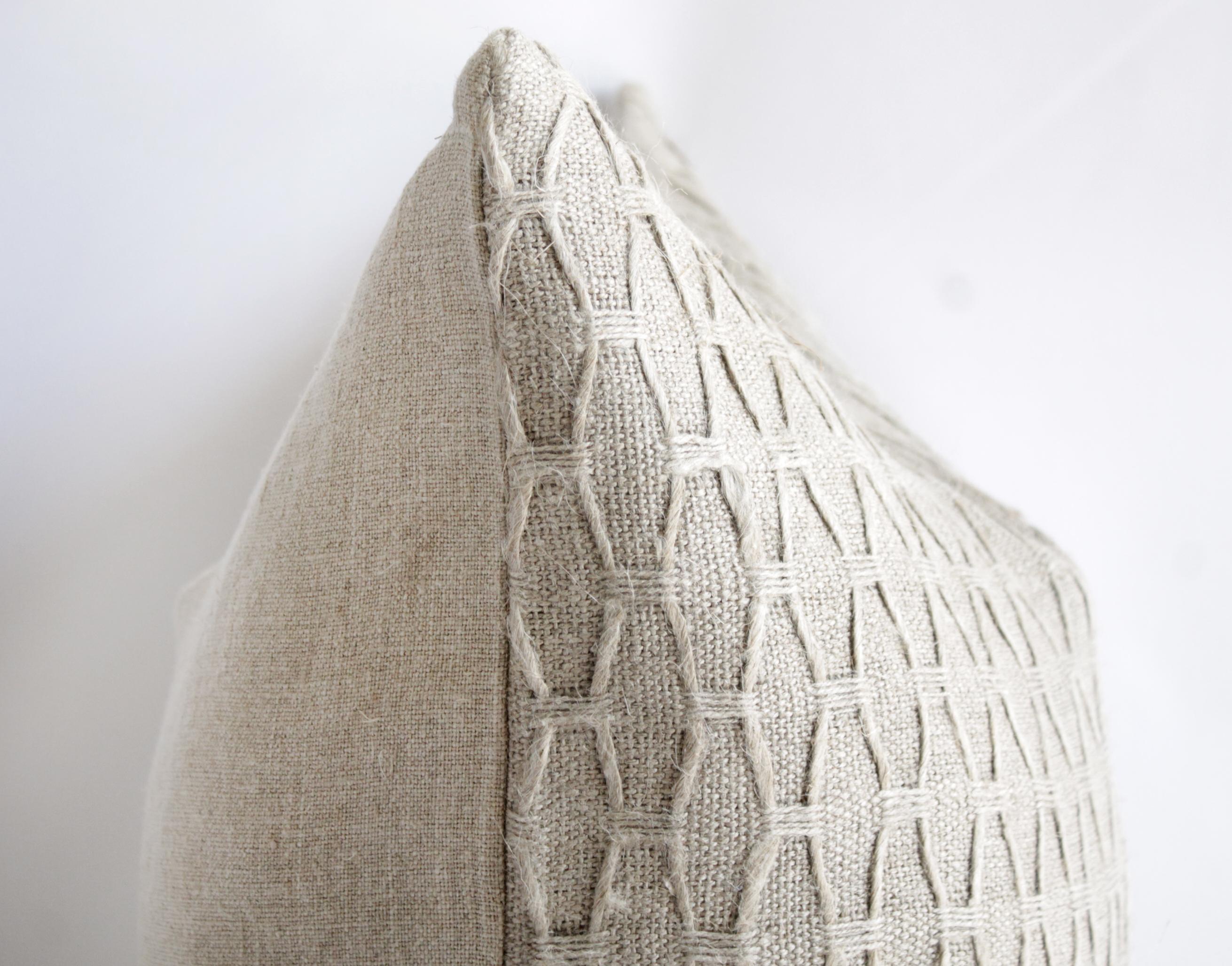Contemporary 100% Belgian Natural Linen Decorative Accent Pillow