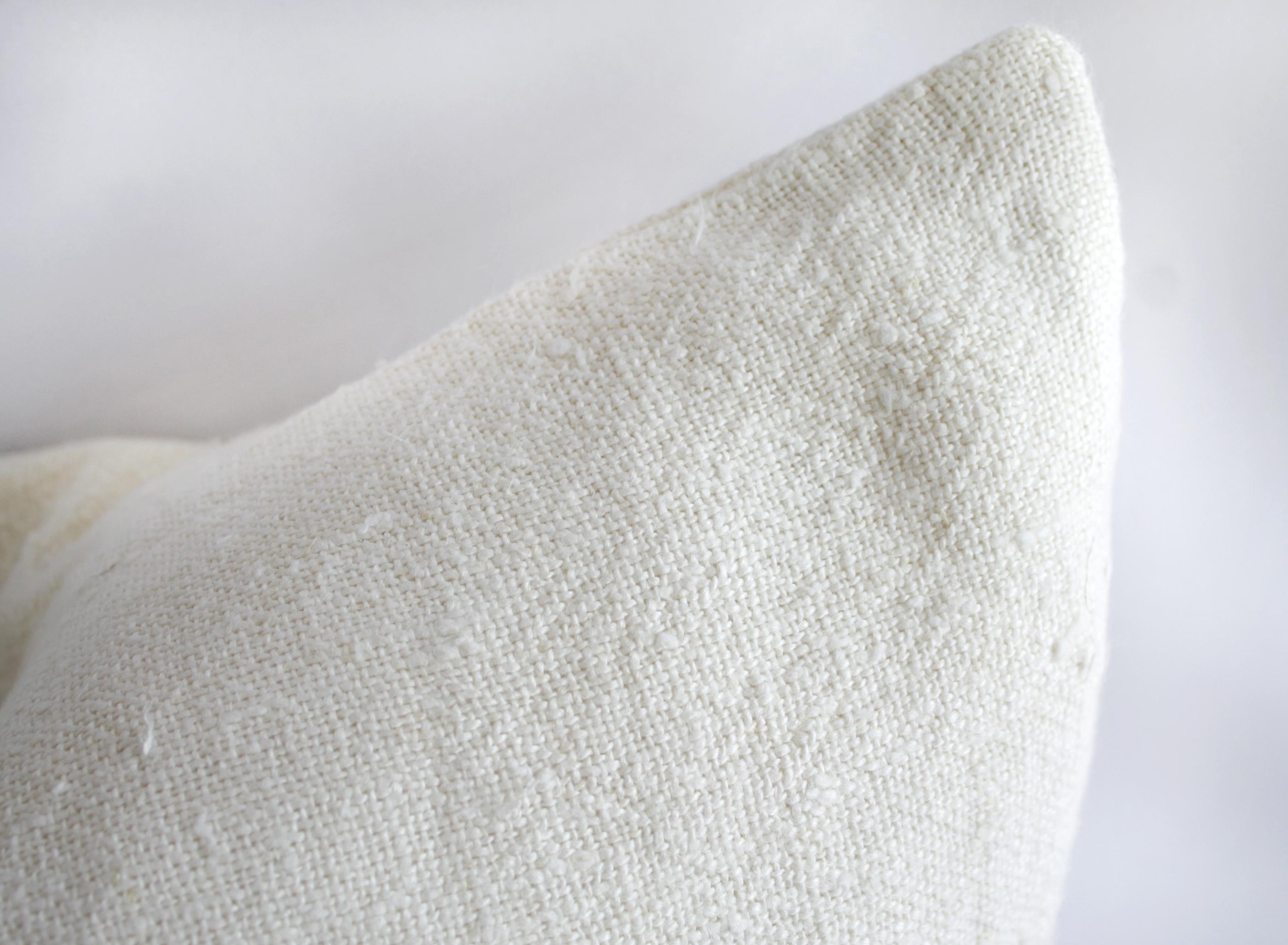 100% Belgian Off White Linen Lumbar Pillow with Black Stripes In New Condition In Brea, CA
