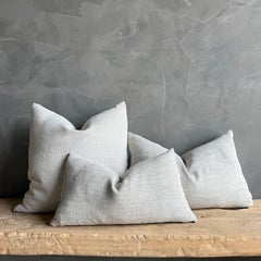 100% Belgian Otis Linen Snow Lumbar Pillow 12" x 20" with Down Insert