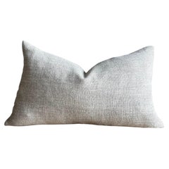 100% Belgian Otis Linen Snow Lumbar Pillow 12" x 20" with Down Insert