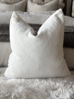 100% Belgium Linen Oyster White Pillow with Down Feather Insert