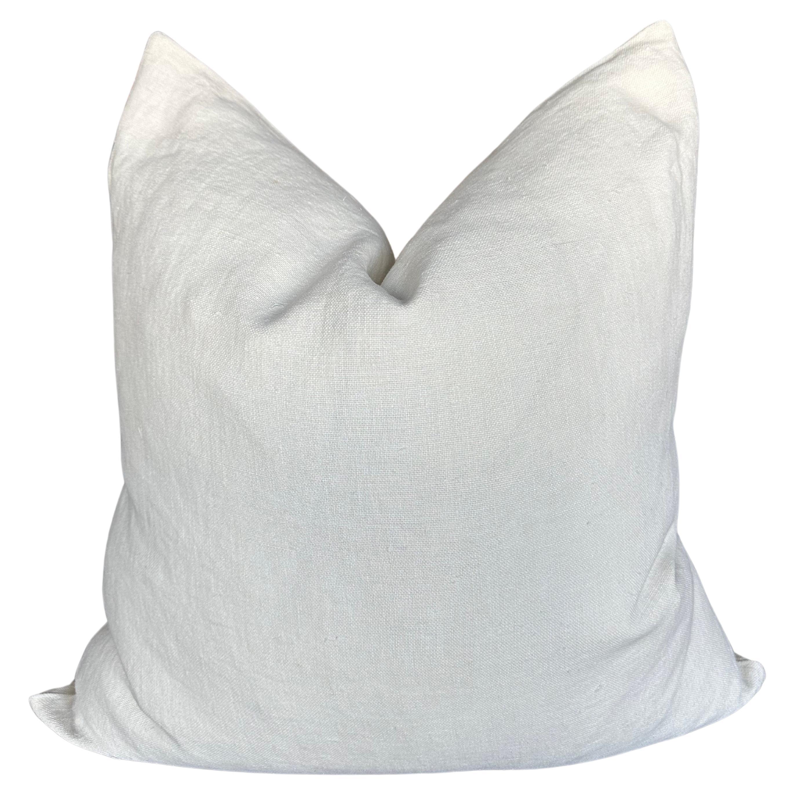 100% Belgium Linen Oyster White Pillow with Down Feather Insert