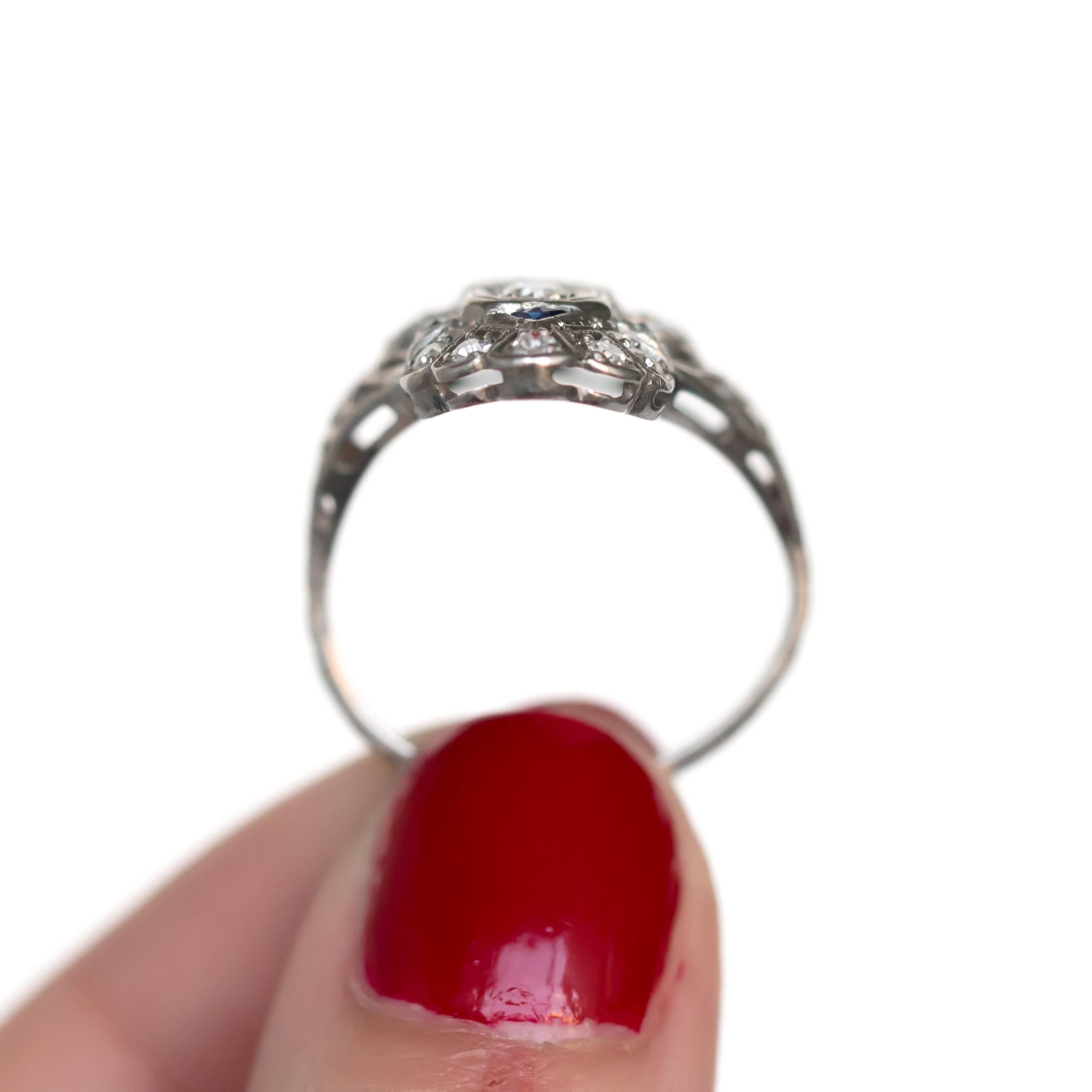 Women's 1.00 Carat, Total Weight Diamond and Sapphire Platinum Engagement Ring
