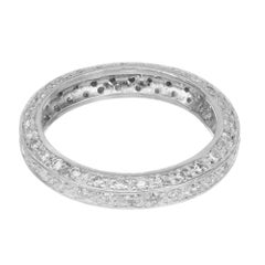 1.00 Carat 3-Row Diamond Platinum Eternity Wedding Band Ring