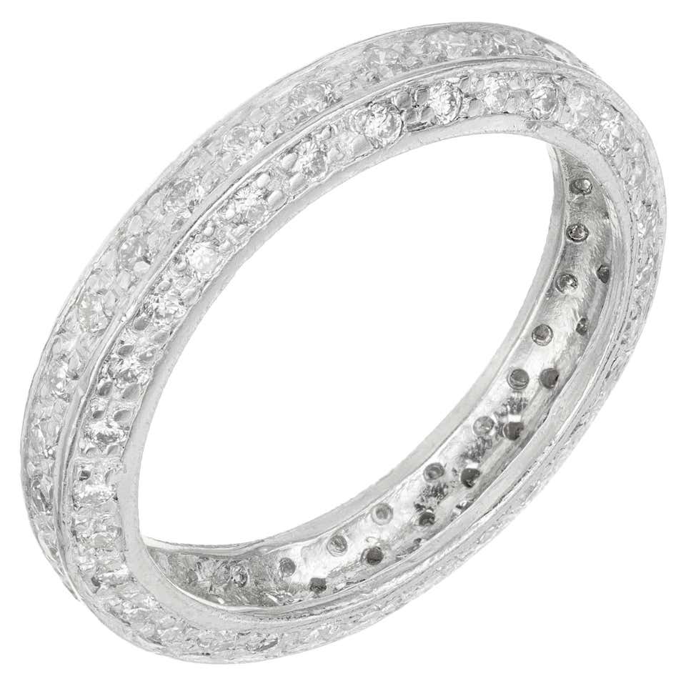 1.00 Carat Men's Diamond Platinum Wedding Band Ring For