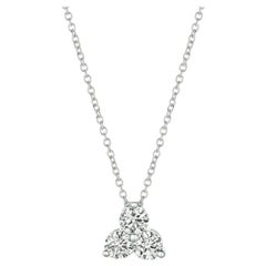1.00 Carat 3 Stone Diamond Necklace G-H SI 14 Karat White Gold Chain
