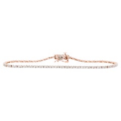 Bracelet tennis à 4 griffes en or rose 14 carats avec diamants ronds de 1,00 carat