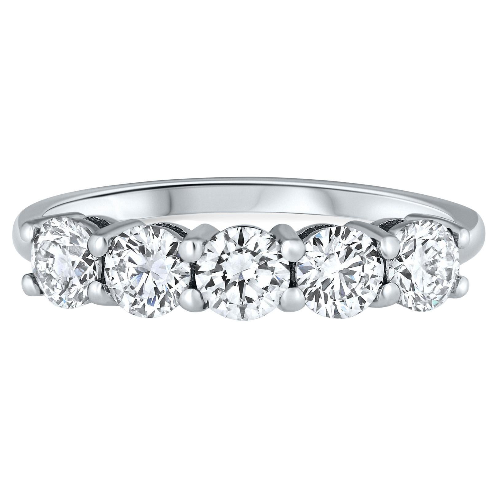 En venta: Alianza de 5 diamantes de 1,00 quilates en oro blanco de 14 quilates, Shlomit Rogel