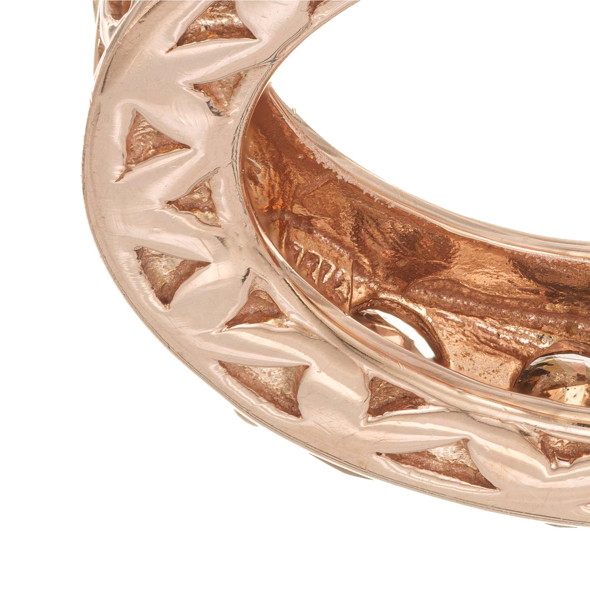 1,00 Karat 5 Stone Natural Brown Diamond Rose Gold Mid-Century Hochzeit Band Ring im Angebot 1