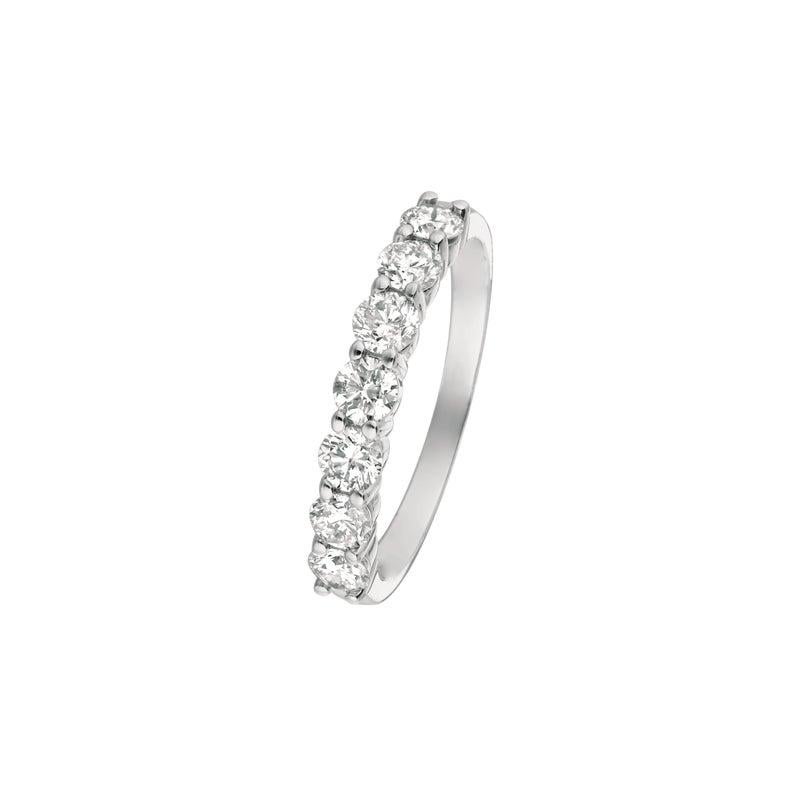 For Sale:  1.00 Carat 7-Stone Natural Diamond Ring G SI 14 Karat White Gold 2