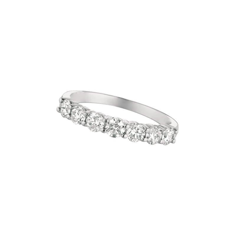 For Sale:  1.00 Carat 7-Stone Natural Diamond Ring G SI 14 Karat White Gold 3