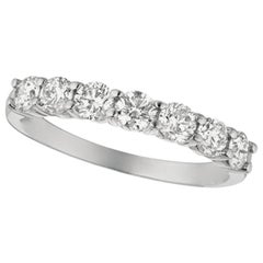 1,00 Quilate Anillo de Diamantes Naturales de 7 Piedras G SI Oro Blanco de 14 Quilates