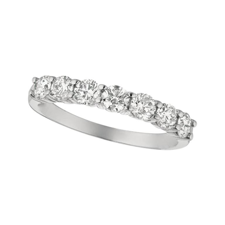 For Sale:  1.00 Carat 7-Stone Natural Diamond Ring G SI 14 Karat White Gold