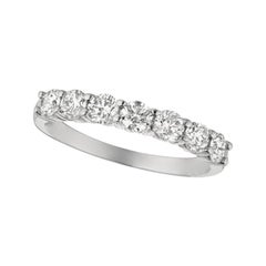 Anello con 7 pietre di diamante naturale da 1,00 carati G SI in oro bianco 14 carati
