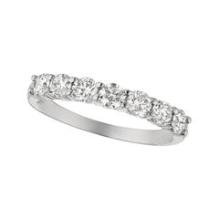 1.00 Carat 7-Stone Natural Diamond Ring G SI 14 Karat White Gold