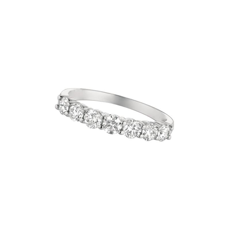 Contemporary 1.00 Carat 7-Stone Natural Diamond Ring G SI 14 Karat White Gold For Sale