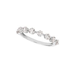 1.00 Carat 8 Stone Natural Diamond Ring Band G SI 14K White Gold