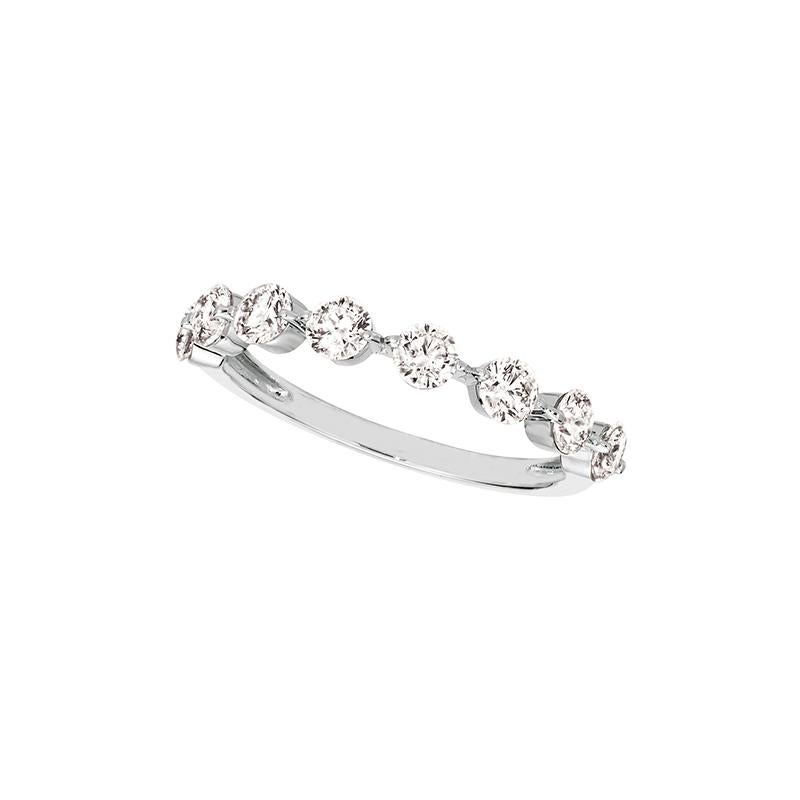Contemporary 1.00 Carat 8 Stone Natural Diamond Ring Band G SI 14K White Gold For Sale