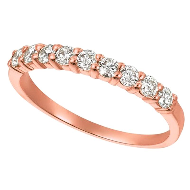 1.00 Carat 9-Stone Natural Diamond Ring G SI 14 Karat Rose Gold