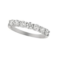 1.00 Carat 9 Stone Natural Diamond Ring G SI 14 Karat White Gold