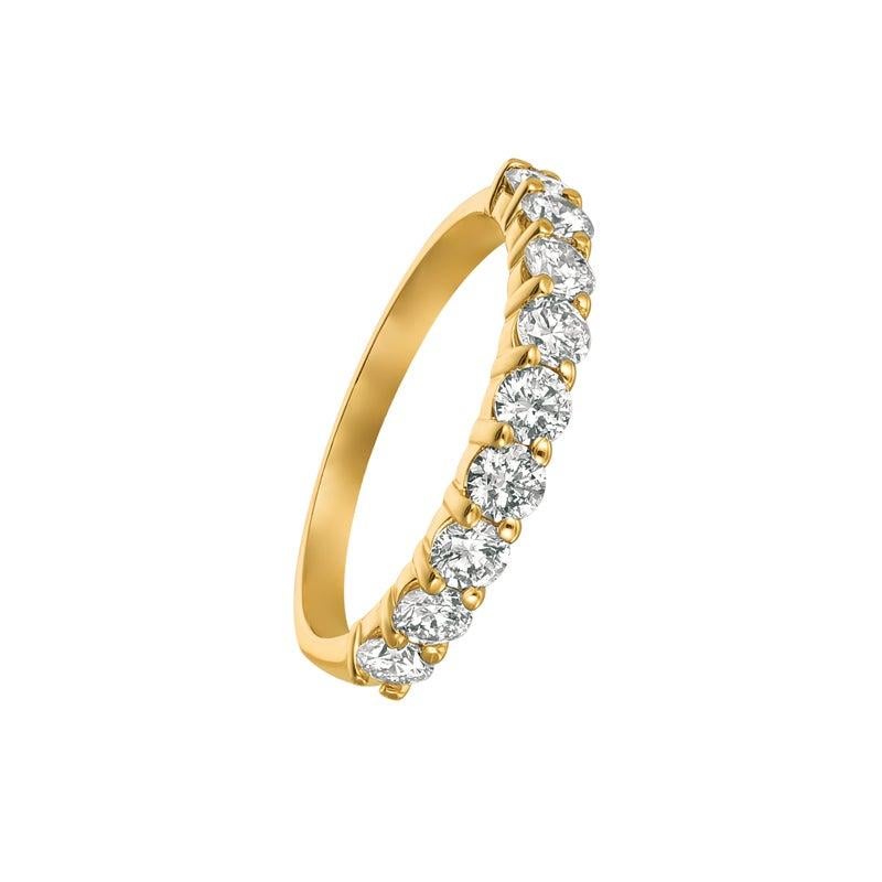 For Sale:  1.00 Carat 9 Stone Natural Diamond Ring G SI 14 Karat Yellow Gold 2
