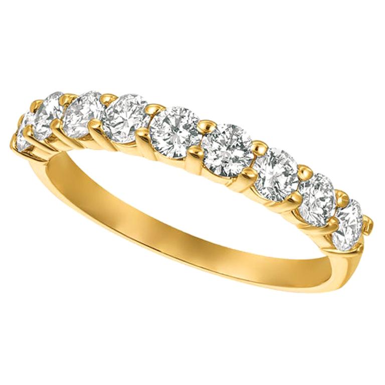 1.00 Carat 9 Stone Natural Diamond Ring G SI 14 Karat Yellow Gold For Sale