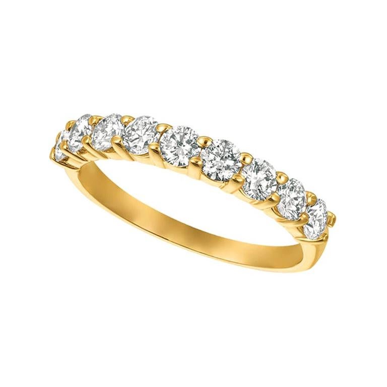 1.00 Carat 9 Stone Natural Diamond Ring G SI 14 Karat Yellow Gold