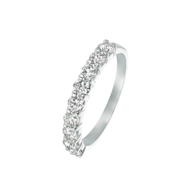 Contemporary 1.00 Carat 9 Stone Natural Diamond Ring G SI 14 Karat White Gold For Sale