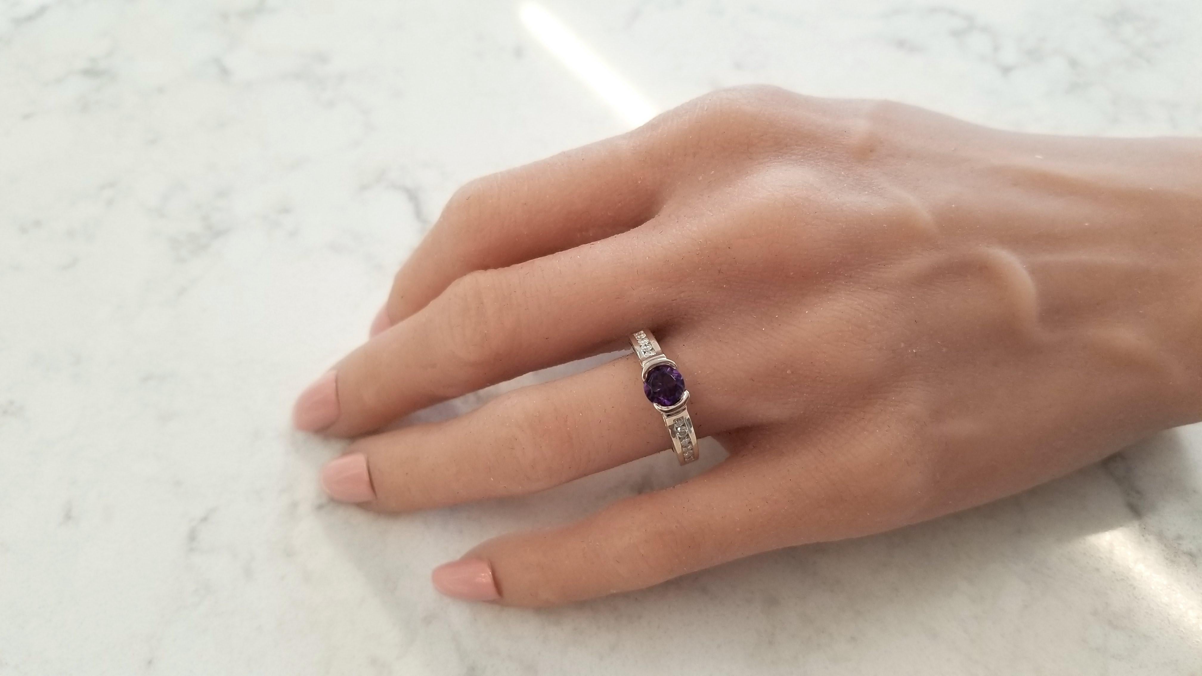 Contemporary 1.00 Carat Amethyst and Diamond Cocktail Ring