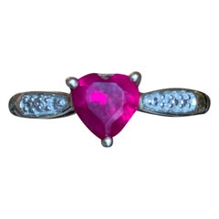1.00 Carat Approximate Ruby Heart Shape Ring