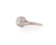 1.00 Carat Art Deco Diamond Platinum Engagement Ring