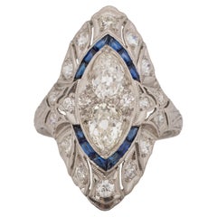 1.00 Carat Art Deco Diamond Platinum Engagement Ring