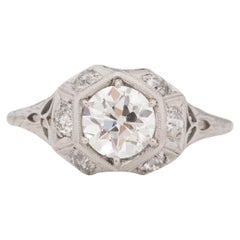 1.00 Carat Art Deco Diamond Platinum Engagement Ring