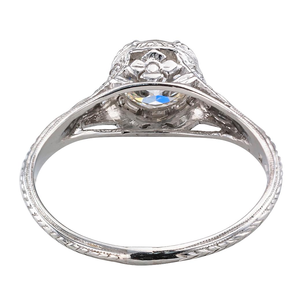1.00 Carat Art Deco Diamond Solitaire Platinum Engagement Ring Damen