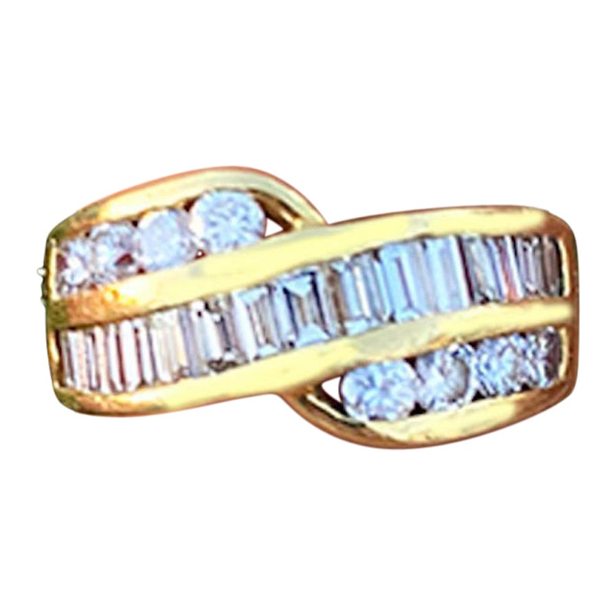 1,00 Karat Baguette-Diamant-Ring 18 Karat Gelbgold
