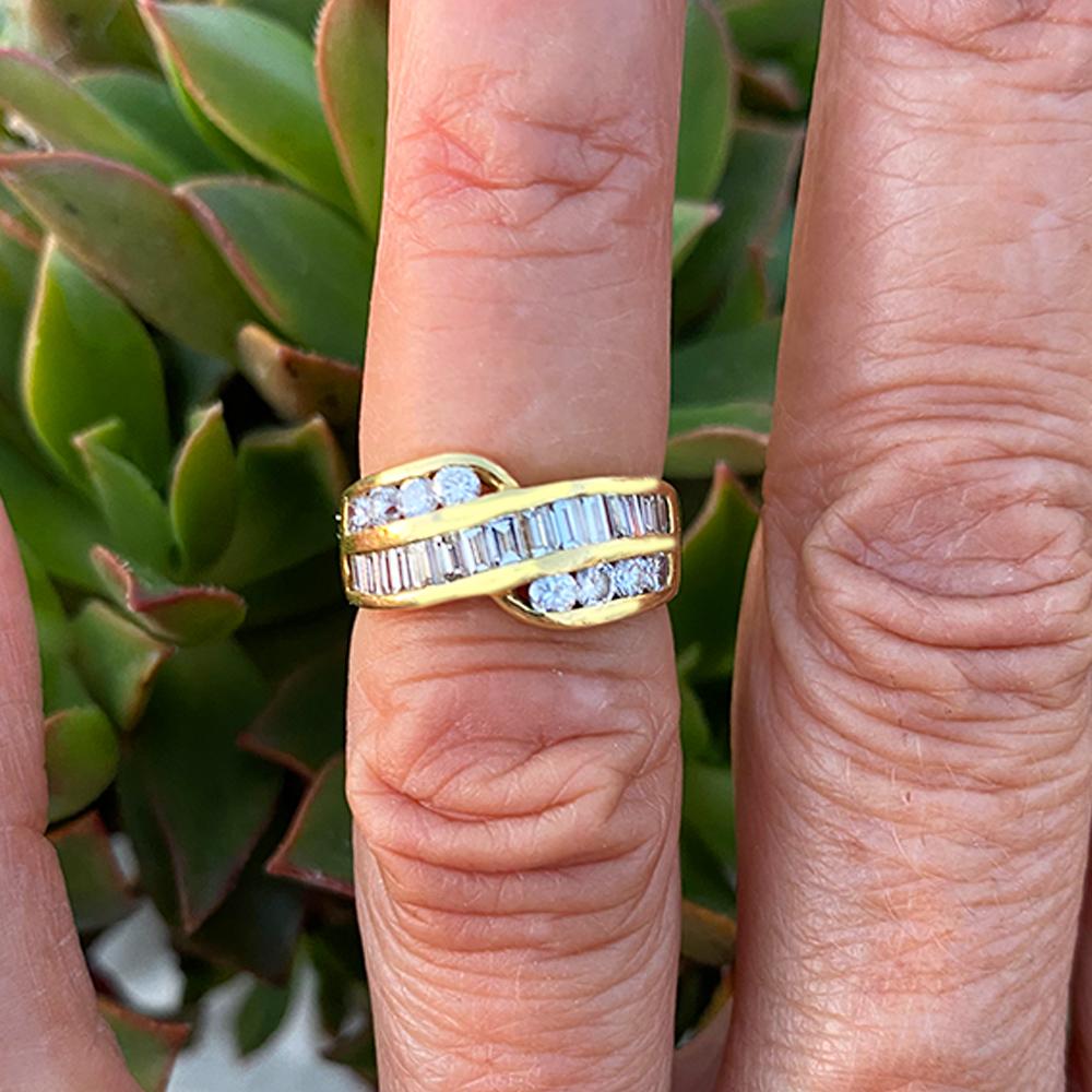 Baguette Cut 1.00 Carat Baguette Diamond Band Ring 18 Karat Yellow Gold