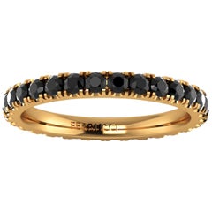 1.00 Carat Black Diamonds Stackable Eternity Band 18 Karat Yellow Gold