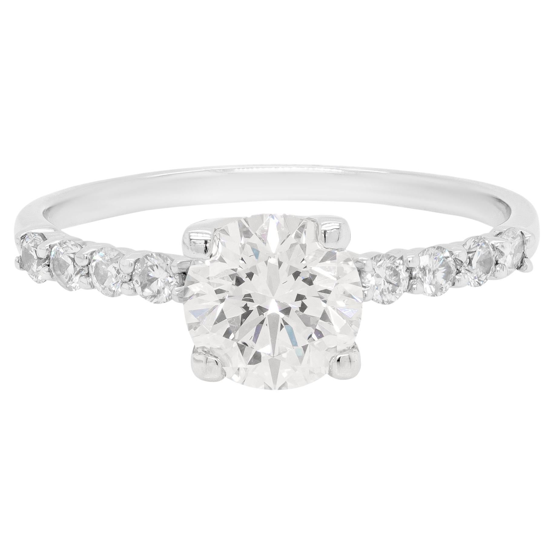 1.00 Carat Brilliant Cut Diamond 18 Carat White Gold Engagement Ring For Sale