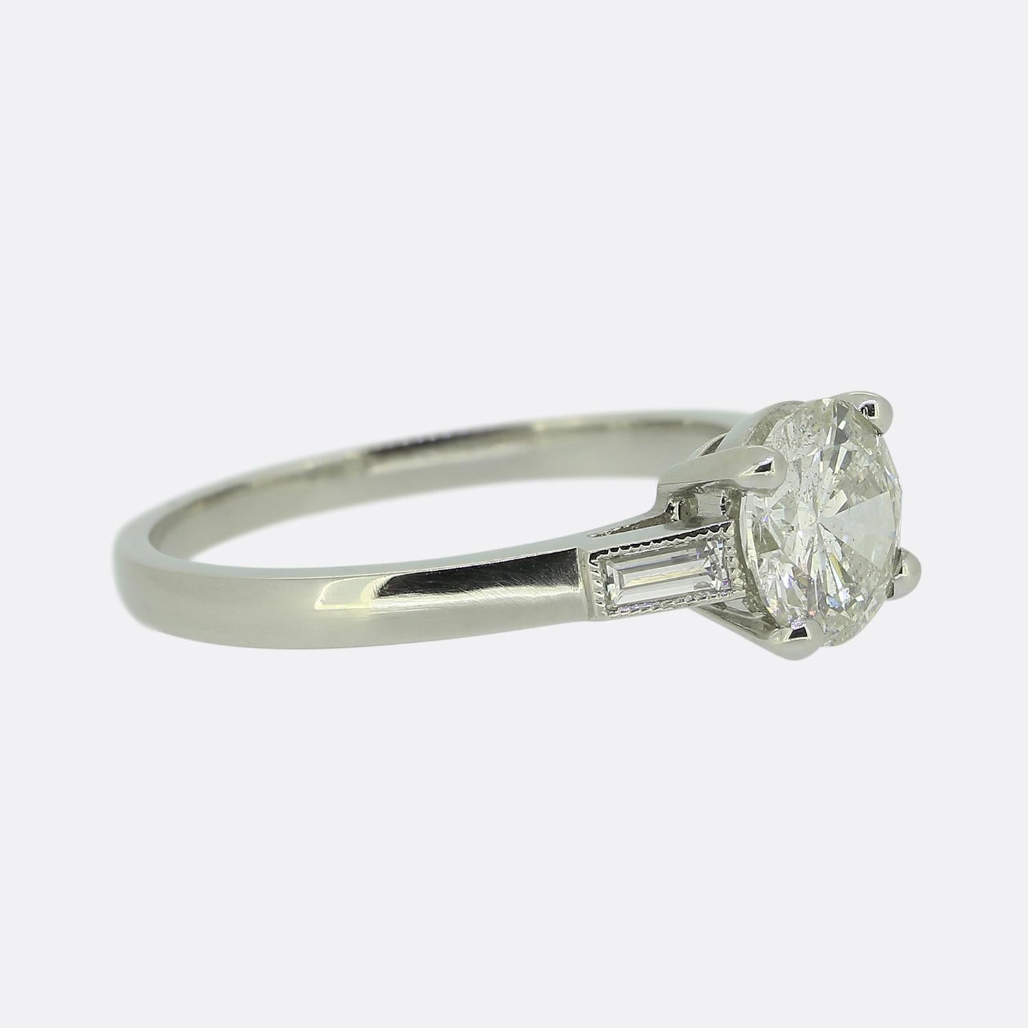 Art Deco 1.00 Carat Brilliant Cut Diamond Solitaire Engagement Ring For Sale
