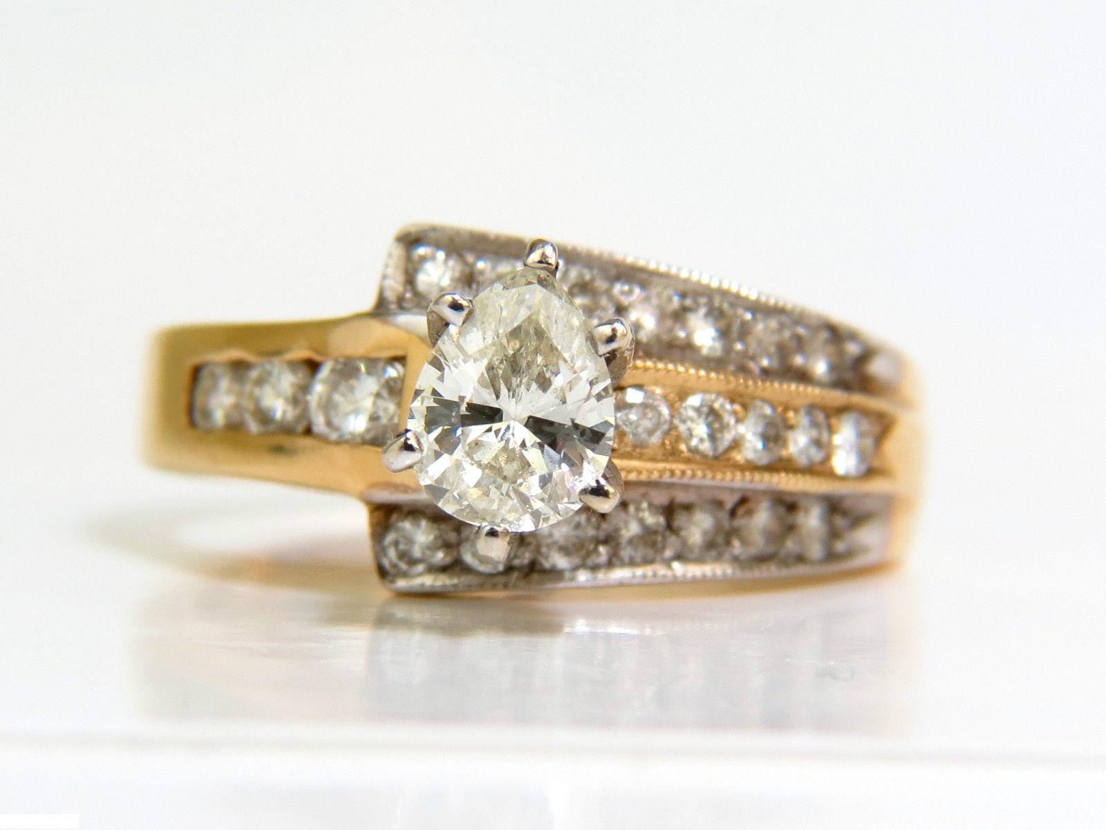 1,00 Karat Brillant Diamantring in Birnenform 14 Karat Crossover Deko für Damen oder Herren im Angebot