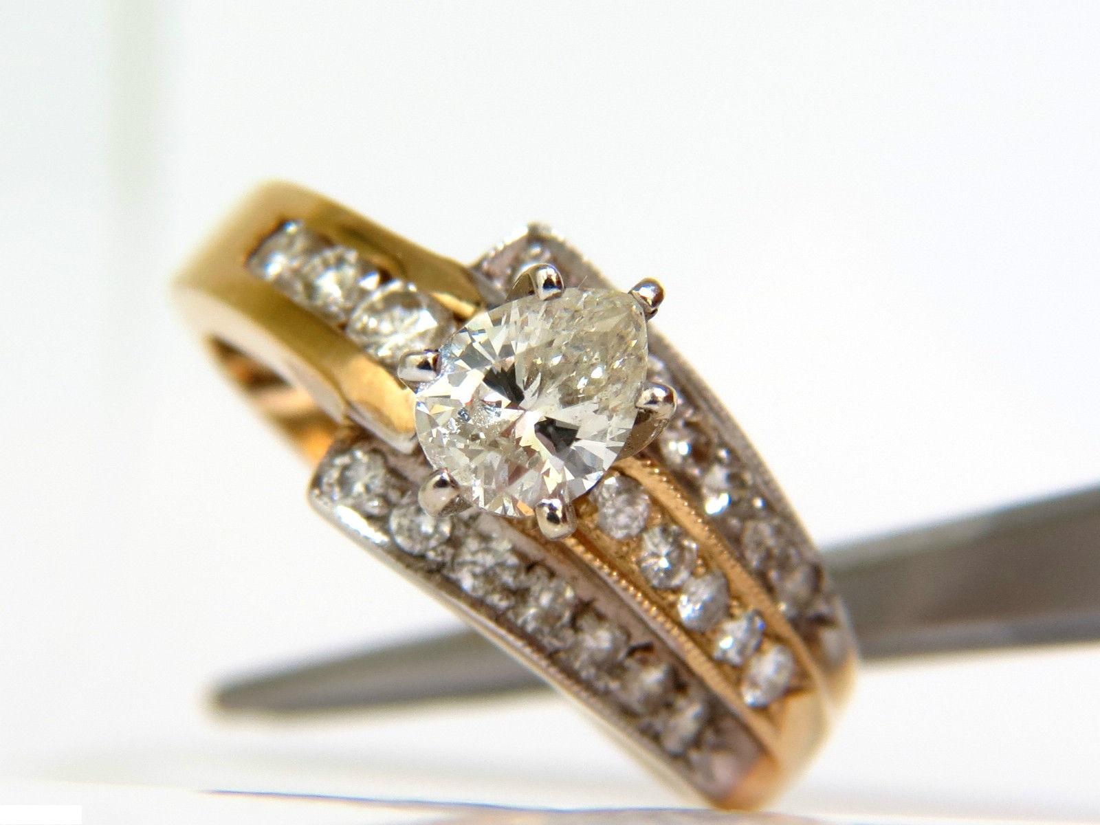 1.00 Carat Brilliant Pear Shape Diamond Ring 14 Karat Crossover Deco For Sale 2