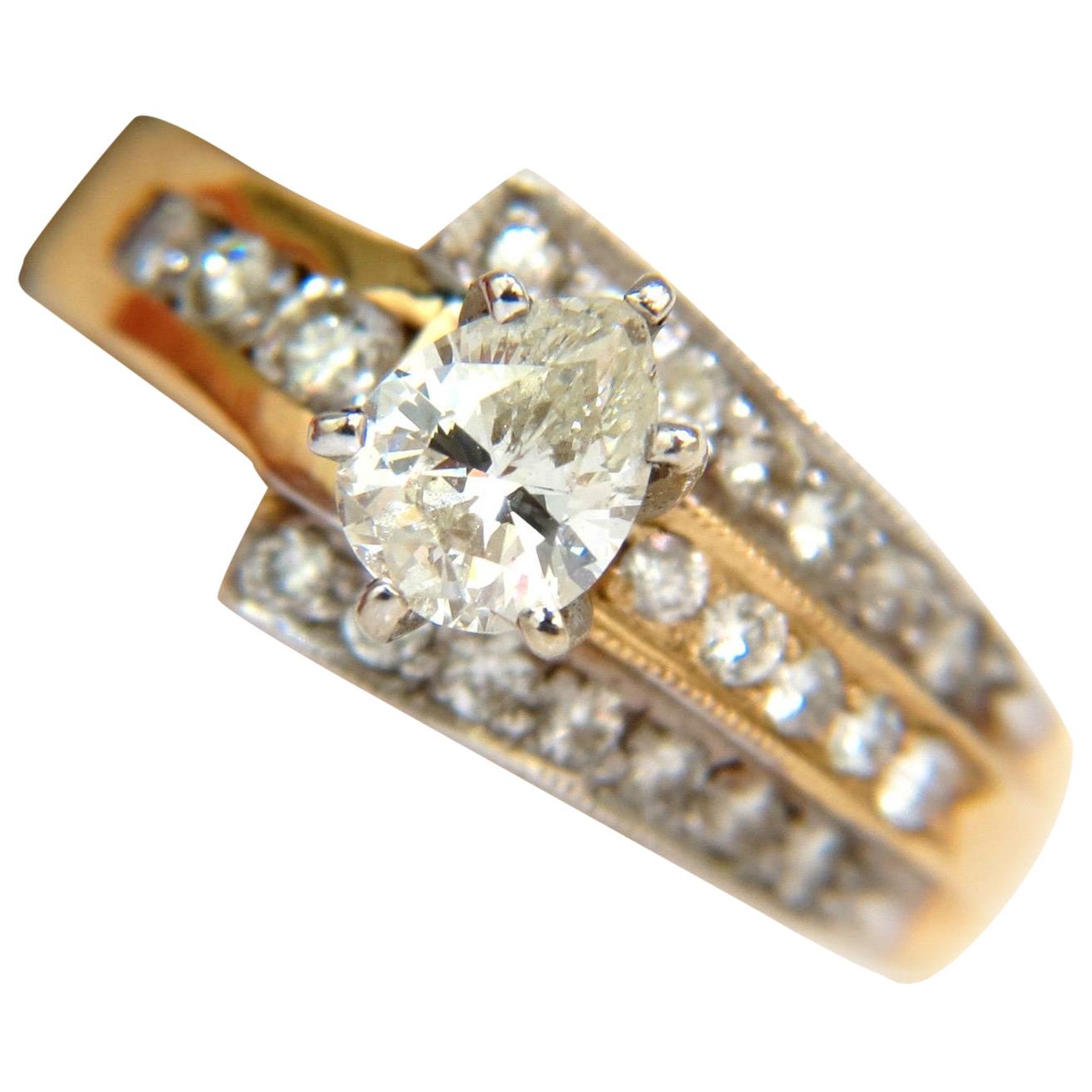 1.00 Carat Brilliant Pear Shape Diamond Ring 14 Karat Crossover Deco For Sale