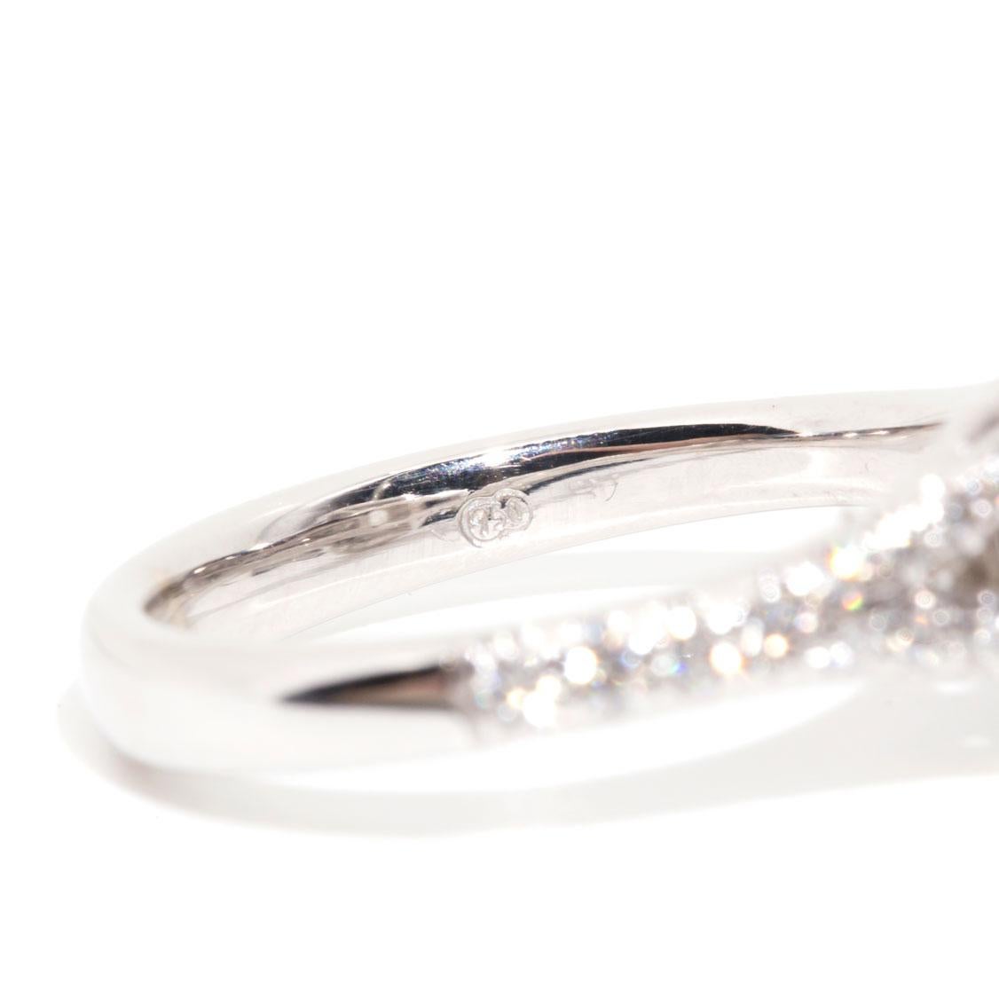 1.00 Carat Certified Cushion Diamond 18 Carat White Gold Halo Engagement Ring 8