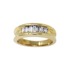 1,00 Karat Baguette-Diamantring aus 14 Karat Gelbgold mit Kanalfassung, Unisex