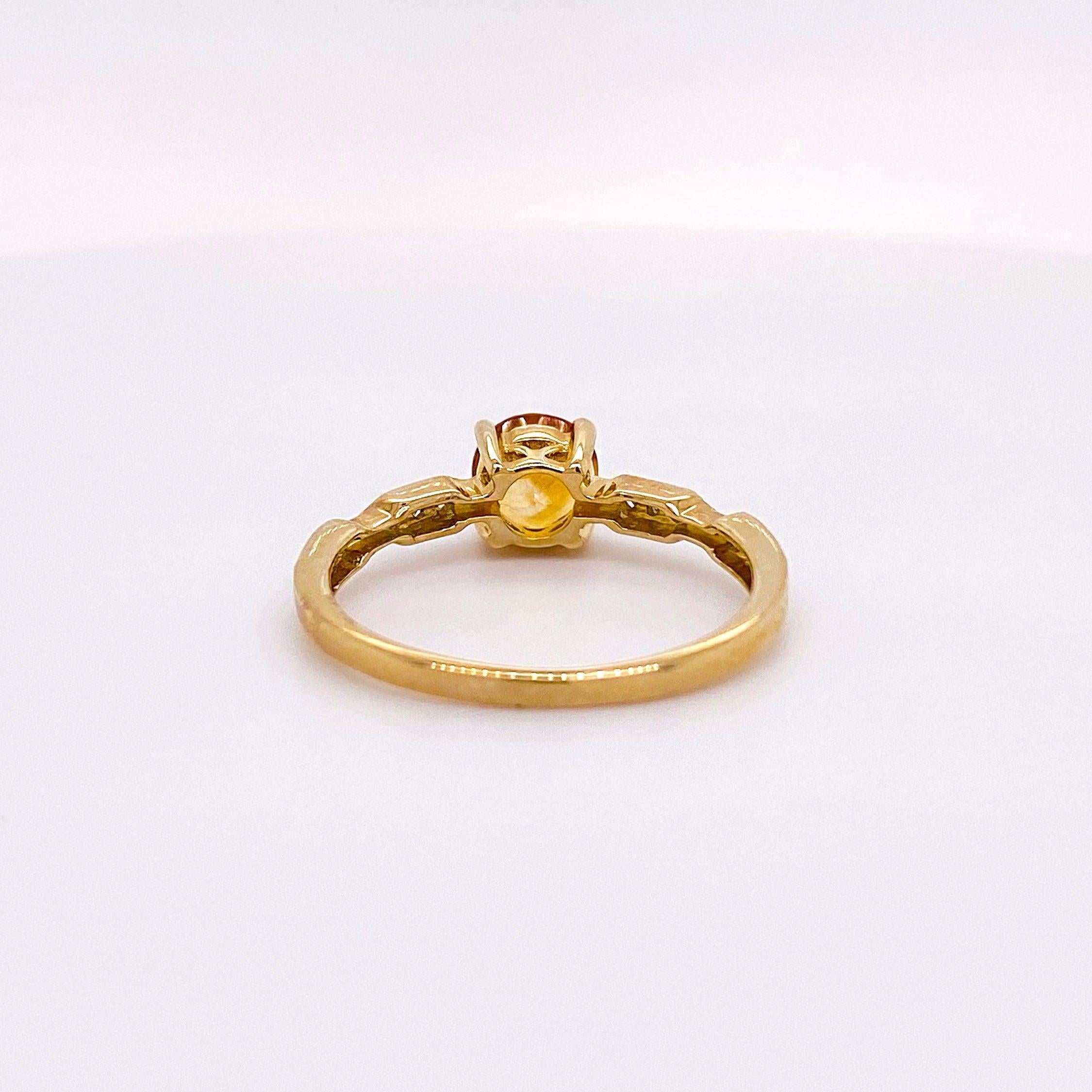 For Sale:  1.00 Carat Citrine and Diamond Ring 14 Karat Yellow Gold Ring November 3