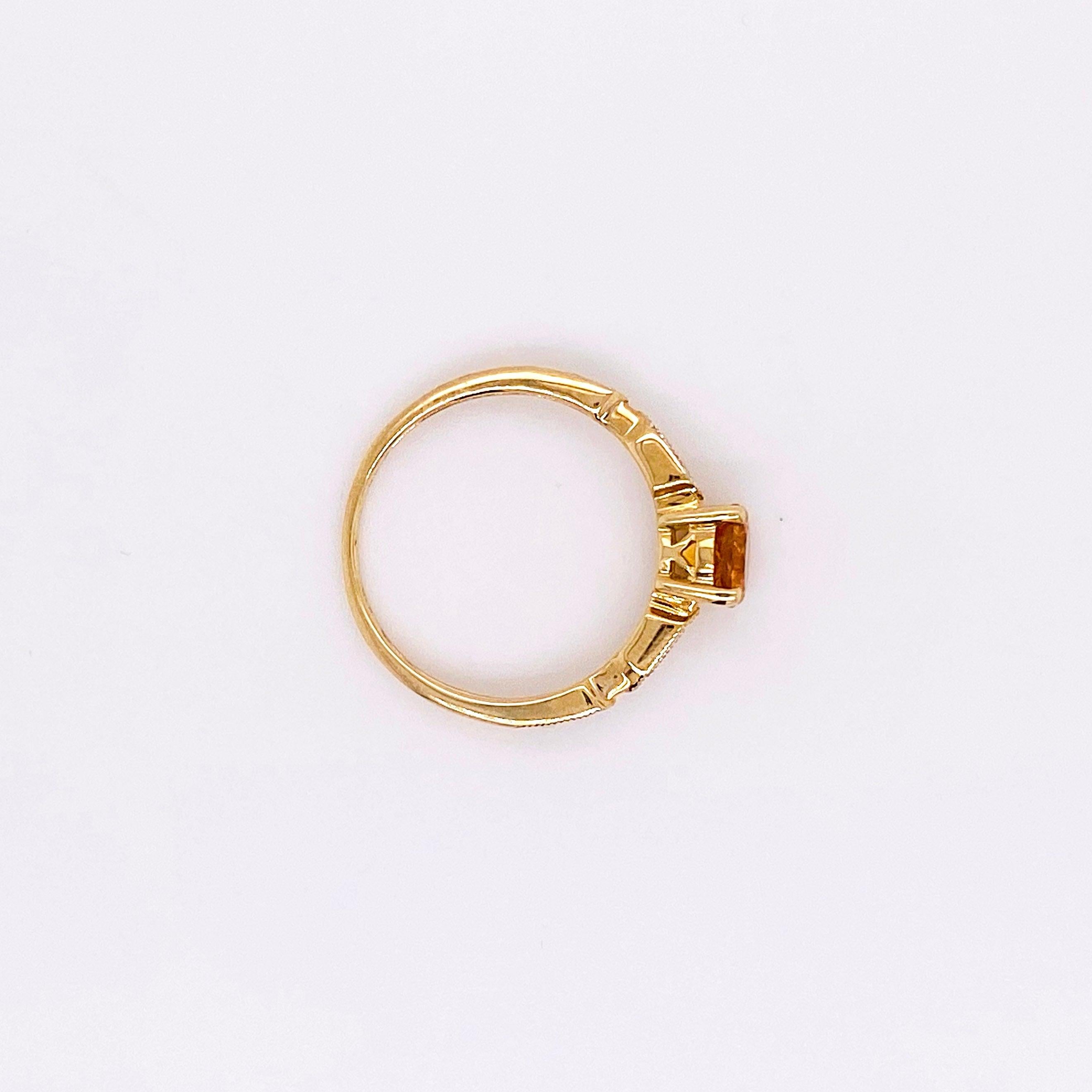 For Sale:  1.00 Carat Citrine and Diamond Ring 14 Karat Yellow Gold Ring November 6