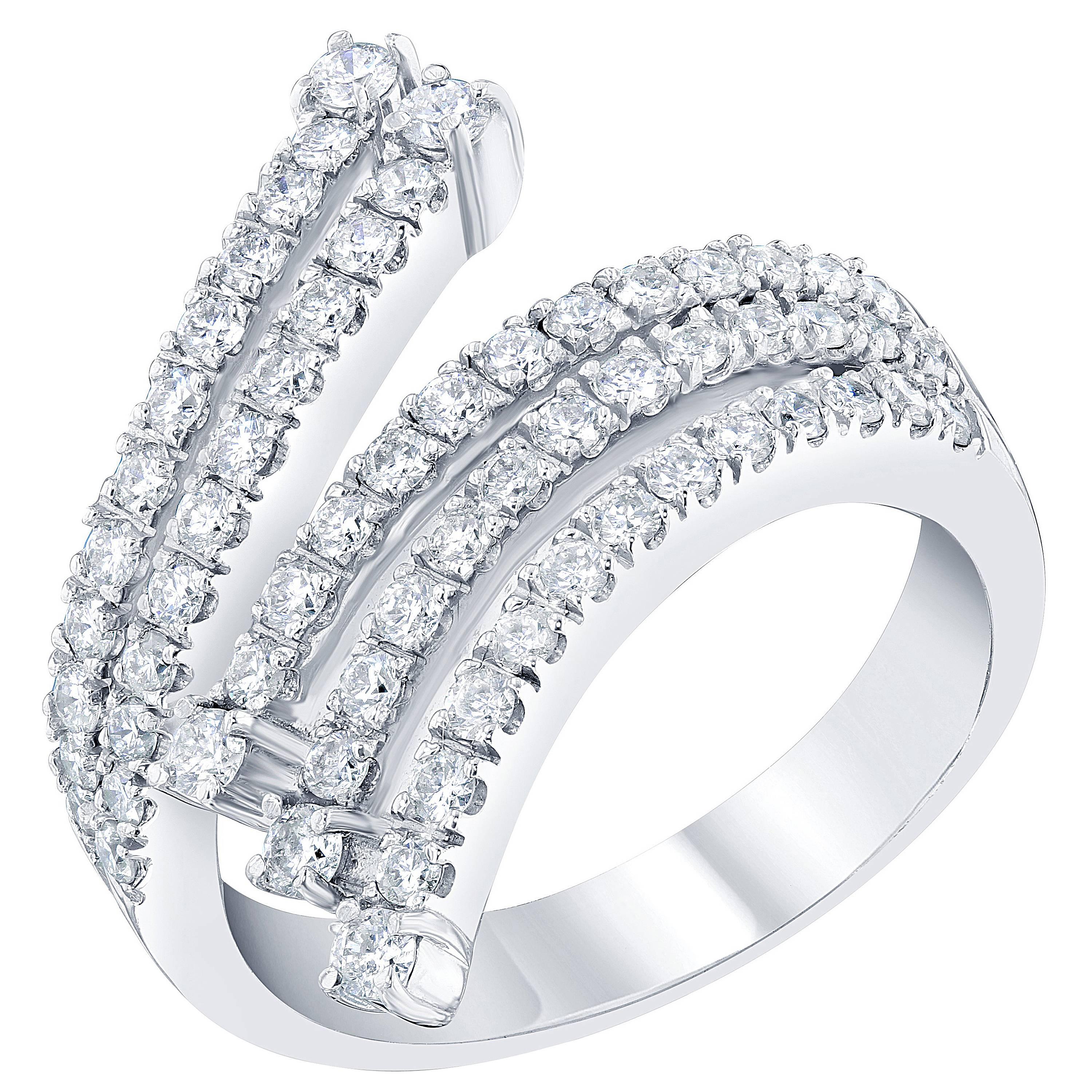 1.00 Carat Cocktail Diamond White Gold Ring For Sale