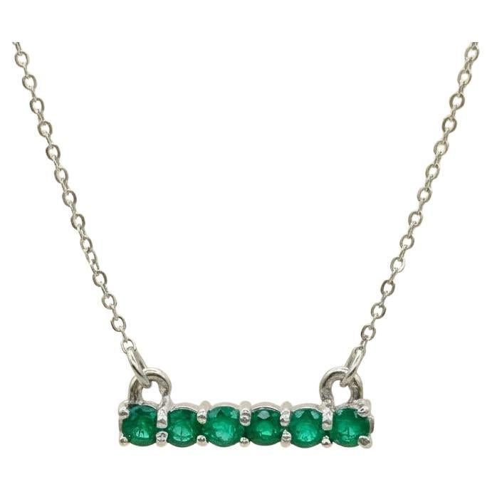 1,00 Karat kolumbianische Smaragd-Bar-Halskette aus 18 Karat Weißgold